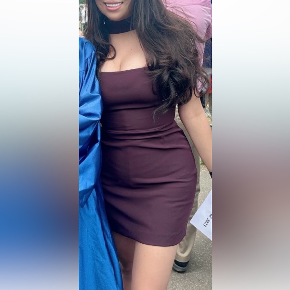 Zara burgundy Mini Choker Dress